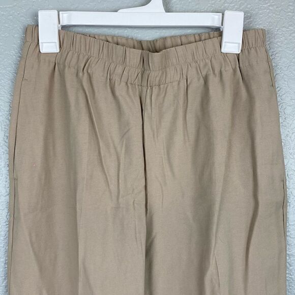 Zara Womens Elastic Waist Straight Leg Pull-On Trouser Pants Tan Medium NWT - Picture 3 of 11